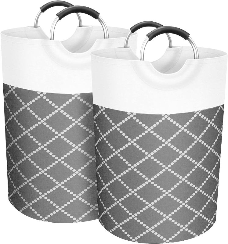 Photo 1 of VOSGO Laundry Basket, 2-Pack 82L Waterproof Laundry Hamper, Collapsible Laundry Bag with Comfortable Handle, Large Capacity Storage for College Dorm, Family, Toys, Grey
