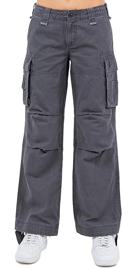 Photo 1 of (M) Twiin Sisters Women's Trendy Wide Bottom Twill Cargo Pants with Spandex- medium
