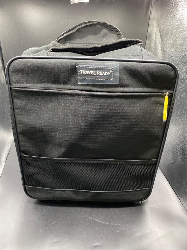 Photo 2 of Travel Ready Small 15" Underseat 2 Wheel Carry On Luggage Suitcase Bag, 15"x13"x8" Inches, Super Lightweight 4lbs, Black
