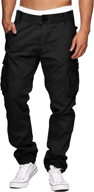 Photo 1 of (M) LVCBL Mens Cargo Pants Cotton Relaxed Fit Tactical Pants with Multi-Pockets for Men- medium
