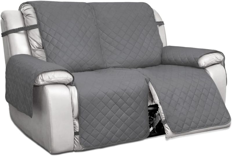 Photo 1 of PureFit Water Resistant Reversible Sofa Cover for Reclining Sofa 2 Seat - Non Slip Split Recliner Couch Cover for Double Recliner, Washable Furniture Protector for Kid, Dogs (2 Seat, Gray/Light Gray)
