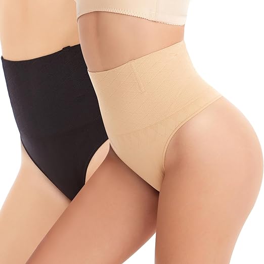 Photo 1 of (M) Aranmei 2 Pack Women Tummy Control Shapewear Thong High Waist Panties Girdle Seamless Body Shaper Shaping Underwear- medium
