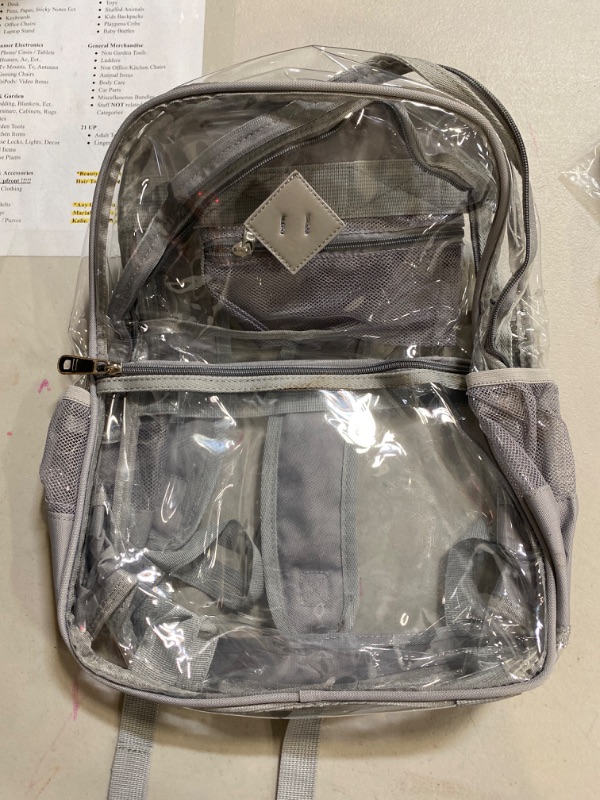 Photo 2 of PACKISM Clear Backpack - Large Clear Backpack Heavy Duty Transparent Backpacks for School, See Through Backpack Clear Bookbag for Student, Work, Travel, Grey(for age 12 above)
