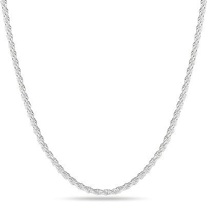 Photo 1 of OCHCOH 925 Sterling Silver Clasp 2/2.5/3/4/5mm Rope Chain for Men Women Diamond Cut Silver Chain for Men Chain Necklace 16, 18, 20, 22, 24, 26, 30 Inch
