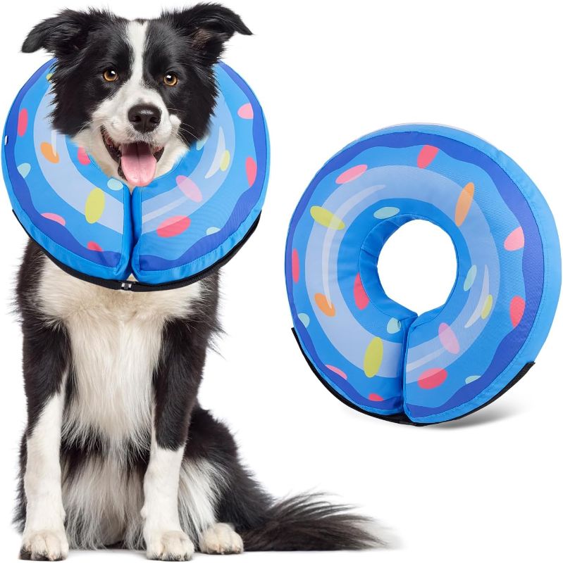 Photo 1 of Dog Donut Collar, Bienbee Dog Cone Alternative After Surgery Inflatable Dog Collar Soft Dog Cones for Medium Dogs to Stop Licking
