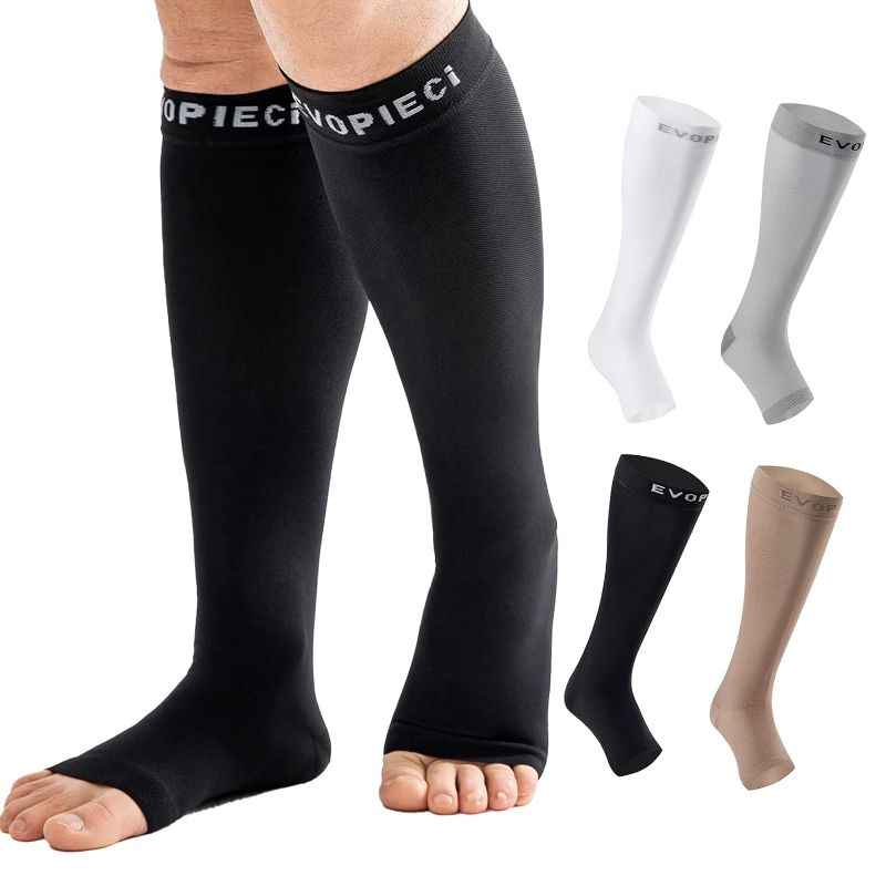 Photo 1 of Size L EVOPLECI 20-30mmhg Black Compression Socks for Women Nursing and Man Tight Stockings Support Socks for Women Compression Varicose Veins,Running,Nursing,Athletic Sports
