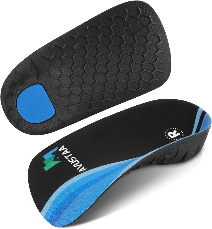 Photo 1 of High Arch Support Insoles 3/4 Orthotic Inserts for Flat Feet Plantar Fasciitis Relief Overpronation, Shoes Insoles for Men Women Running, Black and Blue(M:Men 6.5-8.5, Women 7.5-9.5)
