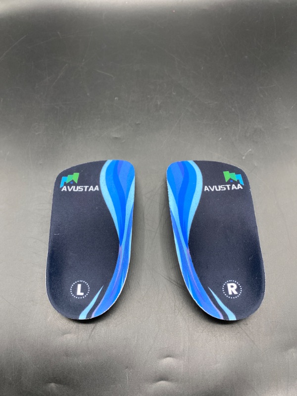 Photo 2 of High Arch Support Insoles 3/4 Orthotic Inserts for Flat Feet Plantar Fasciitis Relief Overpronation, Shoes Insoles for Men Women Running, Black and Blue(M:Men 6.5-8.5, Women 7.5-9.5)
