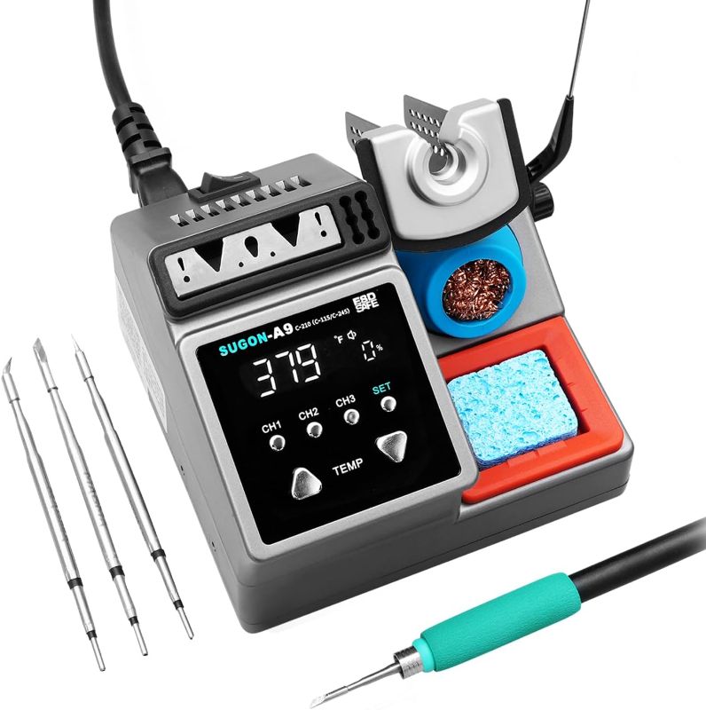 Photo 1 of SUGON A9 210 Precision Soldering Stations 120W? LCD Display Digital Soldering Iron Kit,2 Seconds Fast Heating up 716?, 3 Temperature Storage,212?-842?, ?/?,ESD,Quick Change Soldering Iron Tips Holder
