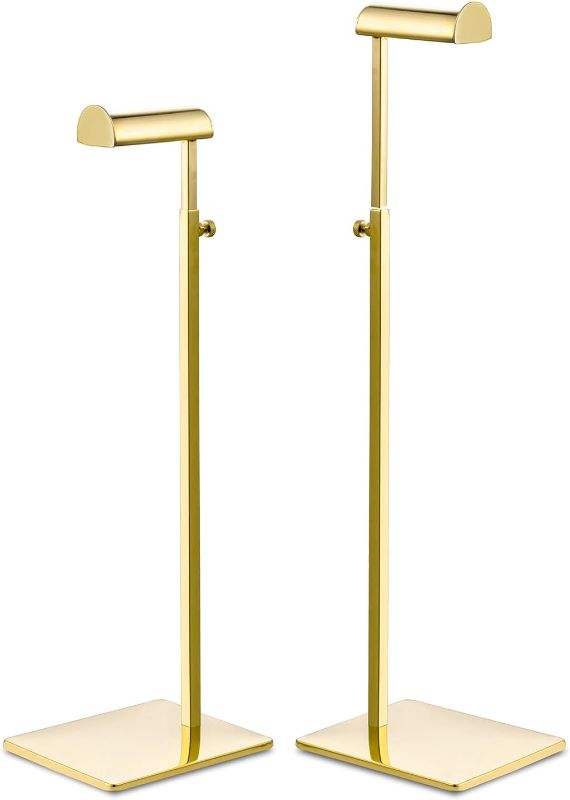 Photo 1 of Elitnus Gold Set of 2 Adjustable Height Purse Display Stand - Metal Handbag Display Stand Set - Single Hanging Hook for Boutique Store

