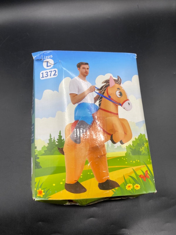 Photo 1 of KOOY Inflatable Horse Costume Halloween Costume for Adult Men Women Plus Size,Riding Ride Cowboy Costume Funny Halloween Costume Adult Men Blow up Halloween Costumes for Men Women Halloween Party
