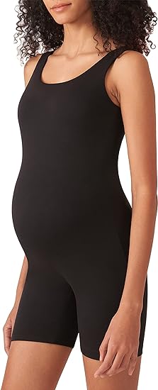 Photo 1 of (M) POSHDIVAH Women's Maternity Bodysuit Pregnancy Shapewear Double Lined Sleeveless Tank Top Shorts Romper Jumpsuit- medium