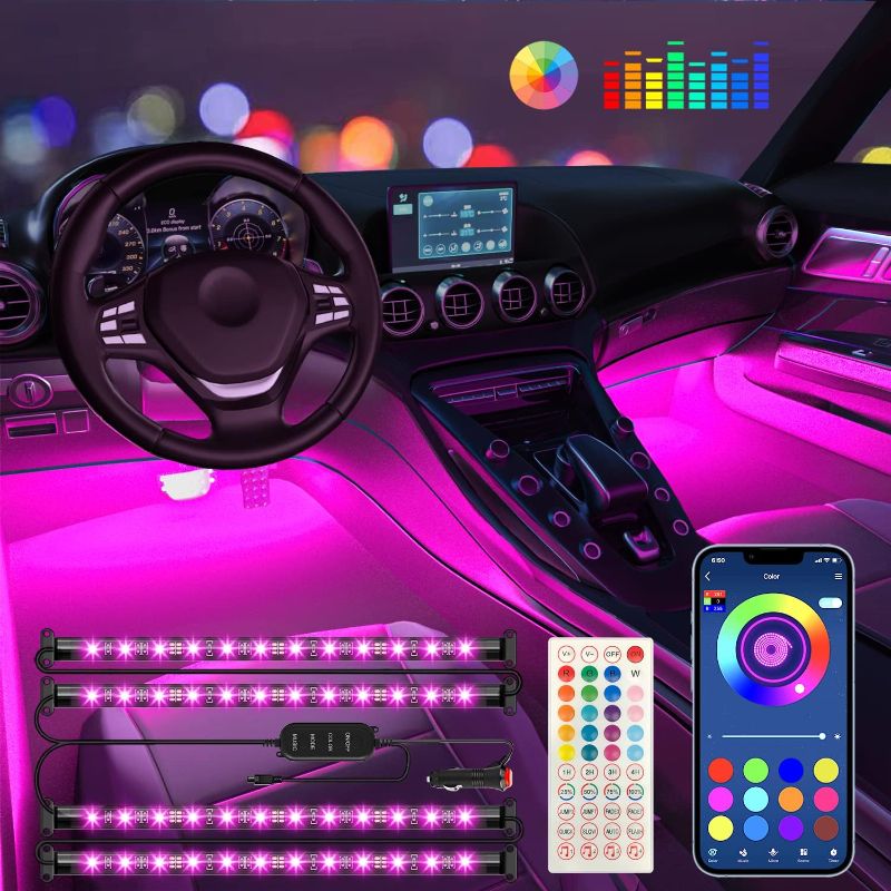 Photo 1 of Interior Car Lights Keepsmile Car Accessories APP Control with Remote Music Sync Color Change RGB Under Dash Car Lighting with Charger 12V LED Lights
