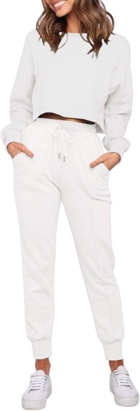 Photo 1 of (S) ZESICA Women's Long Sleeve Crop Top and Pants Pajama Sets 2 Piece Jogger Long Sleepwear Loungewear Pjs Sets- small