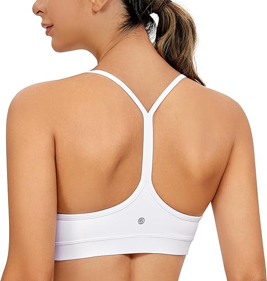 Photo 1 of (S) CRZ YOGA Butterluxe Womens Y Back Sports Bra - Padded Racerback Low Impact Spaghetti Thin Strap Workout Yoga Bra- small