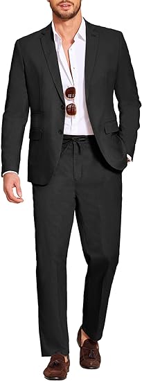 Photo 1 of (XL) COOFANDY Men's 2 Piece Linen Suits Set Regular Fit Casual Lightweight Blazer Jacket and Pants- XL
