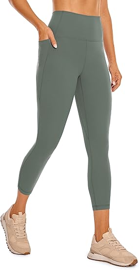 Photo 1 of (S) CRZ YOGA Womens Butterluxe Workout Capri Leggings with Pockets 21 Inches - High Waisted Gym Athletic Crop Yoga Leggings- small
