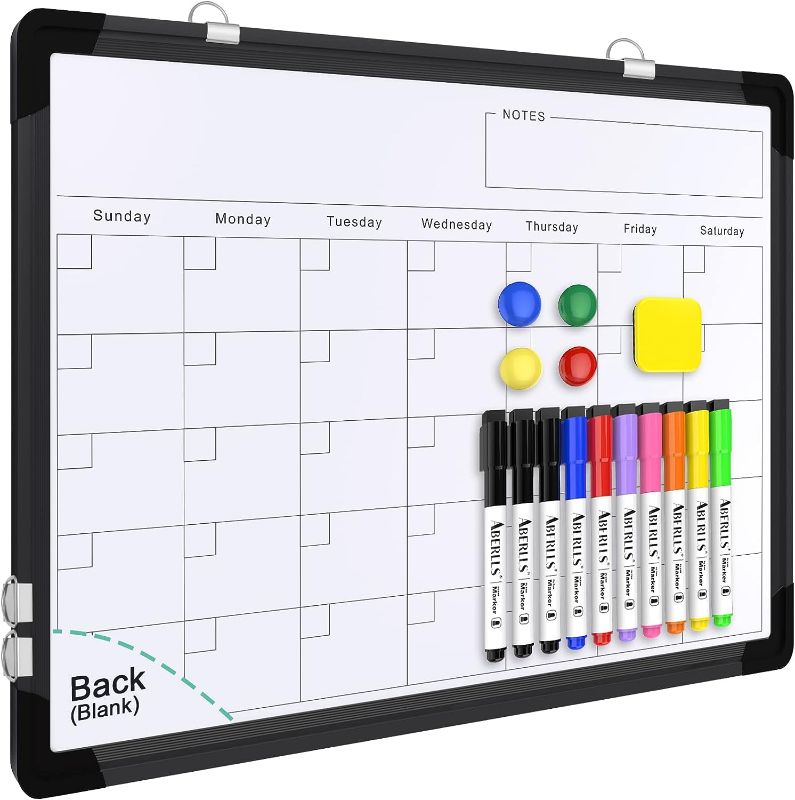 Photo 1 of Small Monthly Calendar Dry Erase Whiteboard for Wall, 16in x 12in Magnetic Dry Erase Board, Hanging Double-Sided White Board, Portable Board for Drawing, Kitchen, Planning, Memo, School, Home, Office
