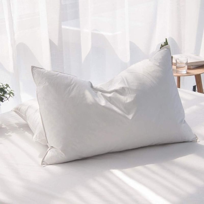Photo 1 of Luxury Goose Feathers Down Pillow Queen Size, Hotel Quality Fluffy Bed Pillow, Soft Pillow for Sleeping, Organic Cotton Cover(20x28”, Pack of 1)
