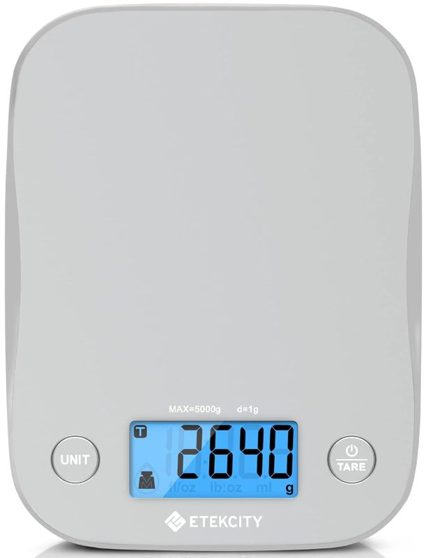 Photo 1 of Food Kitchen Scale, Digital Weight Grams and Oz for Cooking, Baking, Meal Prep, and Diet, Medium, Gray