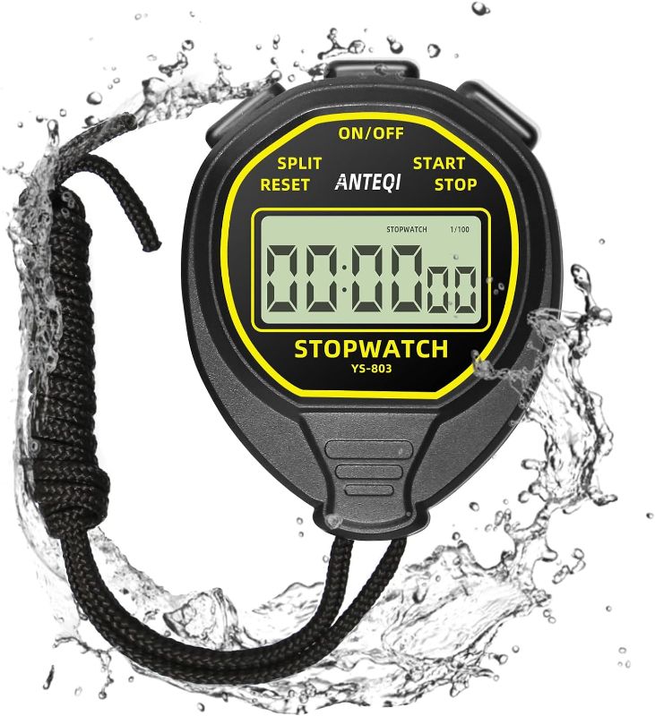 Photo 1 of Waterproof Digital Stopwatch Timer, ANTEQI Large Display Simple Stopwatch with ON/Off Function No Clock No Calendar No Alarm Silent Stopwatch for Baseball Swimming Running Training Kids Coaches
