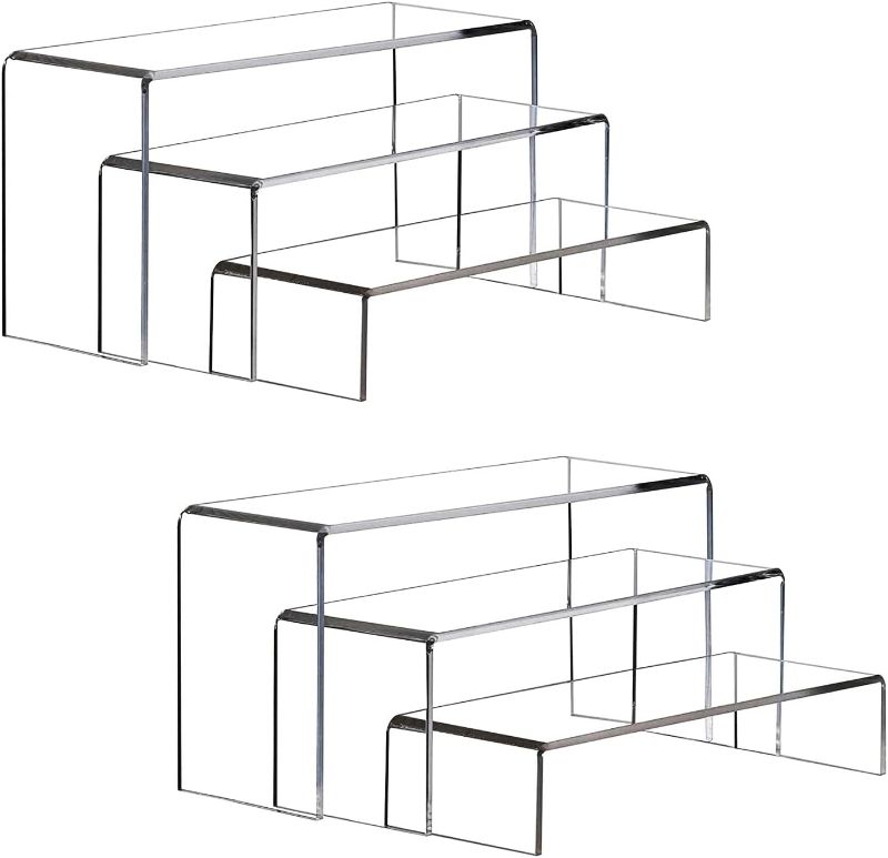 Photo 1 of Acrylic Riser, 2 set clear Acrylic Display Risers , Tansparent Riser Display Stands, Large Acrylic Display Stands for Organize and Decoration
