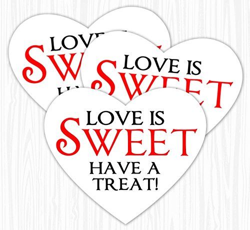 Photo 1 of Love is Sweet, Have a Treat Heart Wedding Stickers, Bridal Shower Stickers, Reception Favor Stickers (2.25 inch wide, 60 count)
