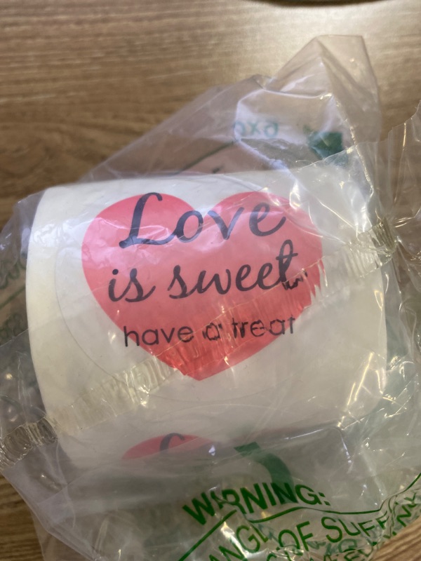 Photo 2 of Love is Sweet, Have a Treat Heart Wedding Stickers, Bridal Shower Stickers, Reception Favor Stickers (2.25 inch wide, 60 count)
