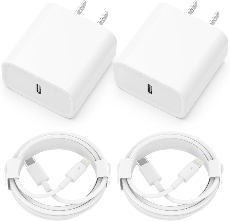 Photo 1 of Phone Charger [MFi Certified] 2 Pack 20W PD USB C Wall Fast Charger Adapter with 2 Pack 6FT Type C to Lightning Cable Compatible for iPhone 14 13 12 11 Pro Max XR XS X,iPad
