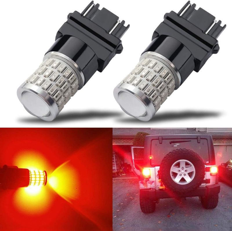 Photo 1 of iBrightstar Newest 9-30V Super Bright Low Power Dual Brightness 3157 3156 3056 3057 LED Bulbs with Projector Replacement for Tail Brake Lights, Brilliant Red
