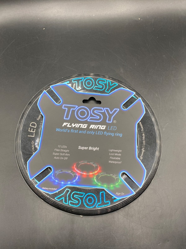 Photo 2 of TOSY Flying Ring - 12 LEDs, Super Bright, Soft, Auto Light Up, Safe, Waterproof, Lightweight Frisbee, Cool Birthday, Camping, Easter Basket Stuffers & Outdoor/Indoor Gift Toy for Boys/Girls/Kids
