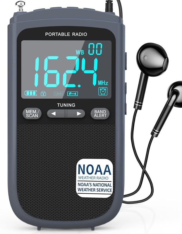 Photo 1 of Greadio NOAA Weather Alert Radio, AM FM Radio Portable with Best Reception,Transistor Radio with 900mAh Rechargeable Battery,LCD Display,Earphone Jack,Digital Clock,for Emergency,Hurricane
