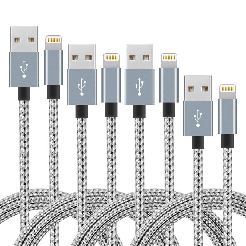 Photo 1 of MFi Certified iPhone Charger, 4Packs(3ft 6ft 6ft 10ft) USB Cable Customizable Color and Size, Nylon Braided Fast Charging Cord Compatible for iPhone13/12/11/X/Max/8/7/SE/Plus/iPad
