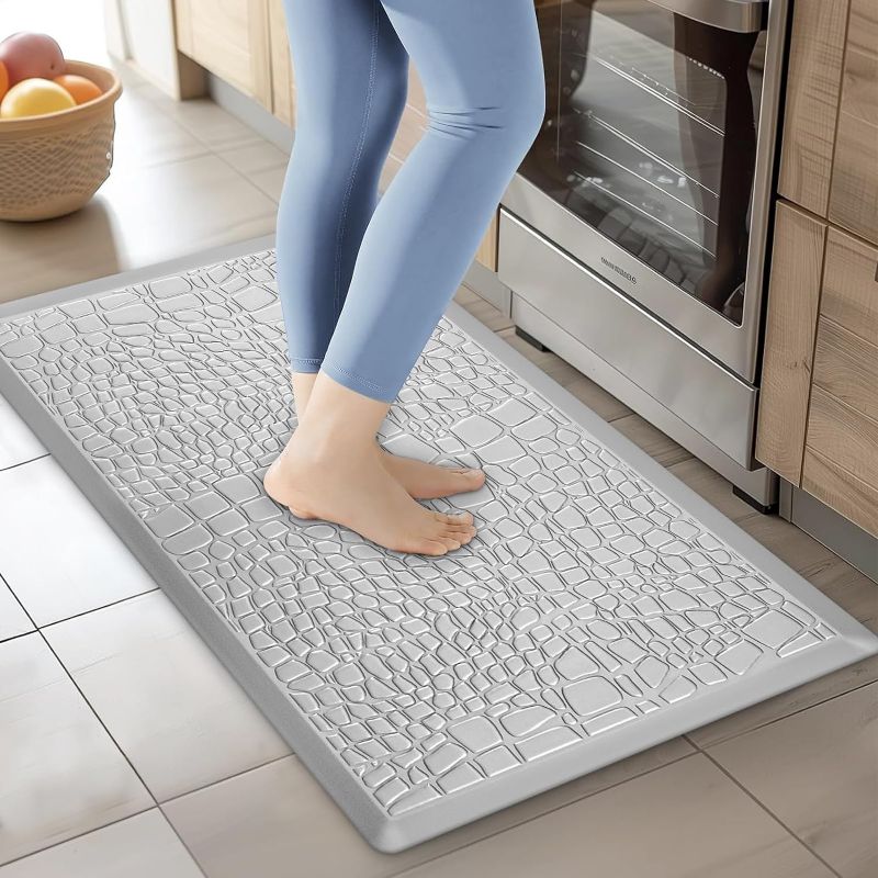 Photo 1 of Villsure Kitchen Mats and Rugs,Cushioned Anti Fatigue Kitchen Mats for Floor,1/2 Inch Thick Kitchen Rug,Non-Slip Waterproof Comfort Floor Mat for Kitchen Home,Office,Sink,Laundry 17.3"x30",Grey
