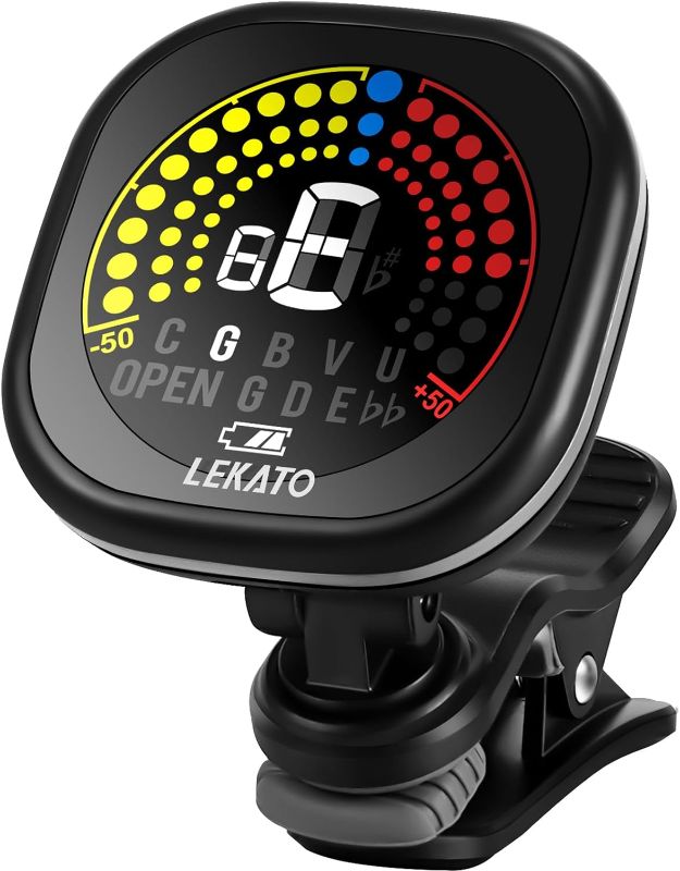 Photo 1 of Guitar Tuner Rechargeable, Tuner Clip On for Guitar, Bass, Ukulele,Violin & Chromatic Tuning Modes, Fast Accuratie Tuning, Super Bright Display to Read, for Professional/Beginners

