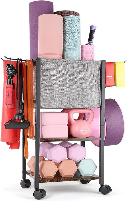 Photo 1 of Yoga Mat Storage Rack Home Gym Equipment Workout Equipment Organizer Yoga Mat Holder for Dumbbell,Kettlebell and More Gym Accessories Gym Essentials Women Men Fitness Exercise Equipment Organization
