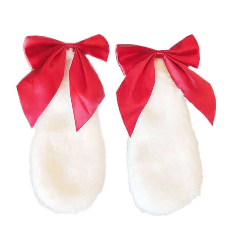 Photo 1 of WeeH A Pair of Cartoon Animal Furry Ears Hair Clips Halloween Costume Headwear for Women Men at Birthday Party Anime Theme (Rabbit Red Bow)
