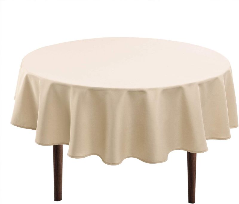 Photo 1 of Hiasan Round Tablecloth 40 Inch - Waterproof Stain Resistant Spillproof Polyester Fabric Table Cloth for Dining Room Kitchen Party, Beige
