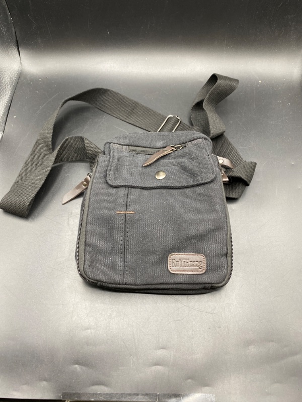Photo 2 of Men's Canvas Small Messenger Bag,Casual Shoulder Bag for Men Women,Chest Bag Travel Carry Bag?Multi-pocket Purse
