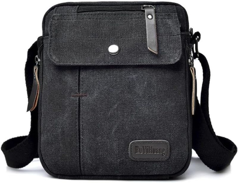 Photo 1 of Men's Canvas Small Messenger Bag,Casual Shoulder Bag for Men Women,Chest Bag Travel Carry Bag?Multi-pocket Purse
