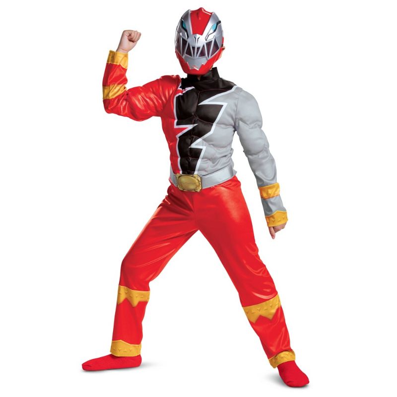 Photo 1 of (M 7-8) Disguise Boy Red Ranger Dino Fury Muscle Child Costume
