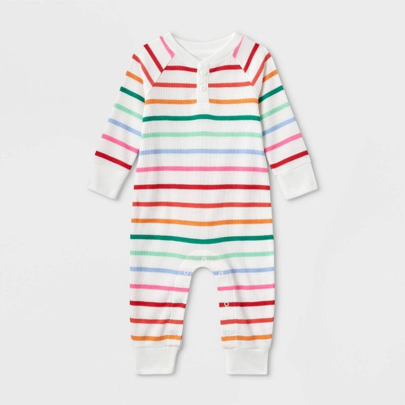 Photo 1 of {3-6M} Baby Striped Matching Family One-Piece Pajama - Wondershop™ Cream 
