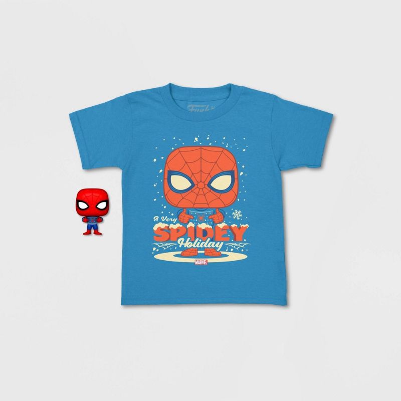 Photo 1 of {XL} Kids' Marvel Spider-Man Holiday Short Sleeve Graphic T-Shirt - Blue/Red 
