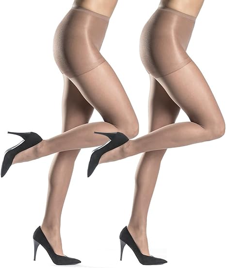 Photo 1 of (L) Silkies Women's Control Top Pantyhose with Run Resistant, Light Support Legs (2 Pair Pack)
