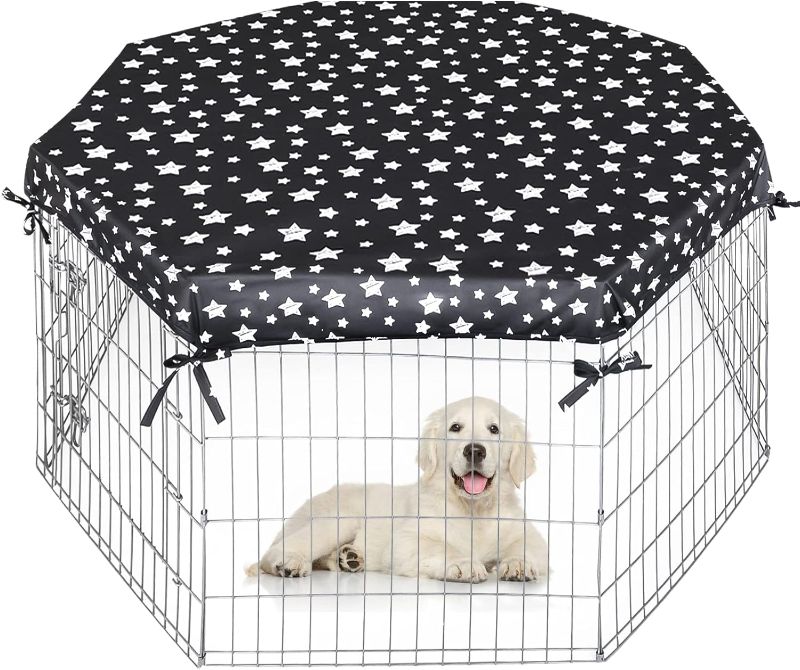 Photo 1 of Dog Playpen Octagon Cover Sun/Rain Proof Top, Provide Shaded Areas and Security for Outdoor and Indoor, Fits 24 Inches Pen with 8 Panels
