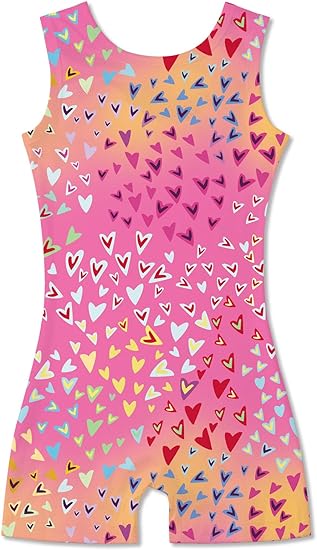 Photo 1 of (Size 5T) uideazone Gymnastics Leotard for Girls Biketards Sparkly Tank Ballet Unitard with Shorts Quick Dry One-Piece Outfits 2-9Years

