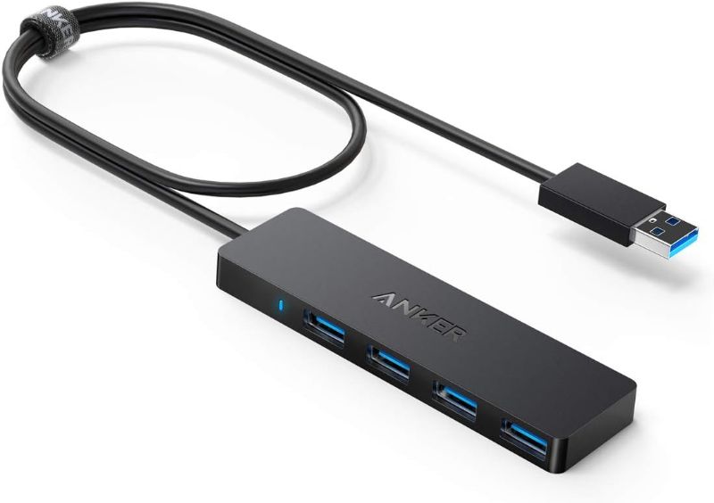 Photo 1 of Anker 4-Port USB 3.0 Hub, Ultra-Slim Data USB Hub with 2 ft Extended Cable [Charging Not Supported], for MacBook, Mac Pro, Mac mini, iMac, Surface Pro, XPS, PC, Flash Drive, Mobile HDD

