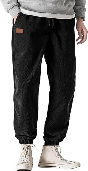 Photo 1 of {32} Men's Corduroy Casual Joggers Pants Tapered Drawstring Elastic Waist Sweatpants with Pockets
