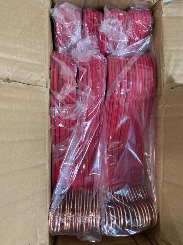 Photo 2 of MIZGI Premium Velvet Hangers (60 Pack) Heavy Duty - Non Slip Felt Hangers - Magenta Red - Rose Gold Hooks,Space Saving Clothes Hangers,Durable Strong Hangers for Suits,Coats
