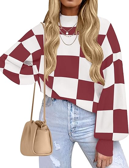 Photo 1 of {M} ZESICA Women's 2024 Fall Fashion Turtleneck Long Sleeve Striped Ribbed Knit Loose Pullover Sweater Tops
